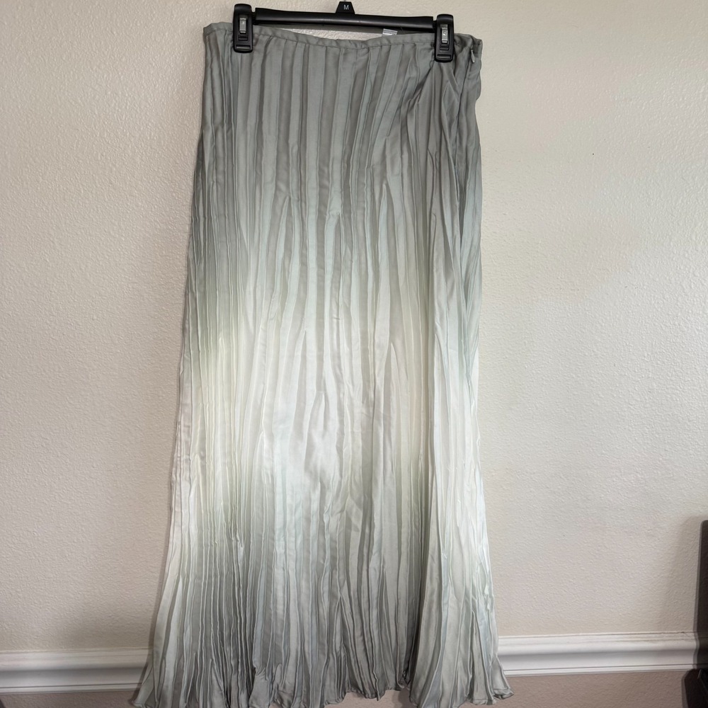 90s Chico's Ombre Fairy Maxi Skirt‎ Women's Medium 1.5 Green White Crinkle Y2K